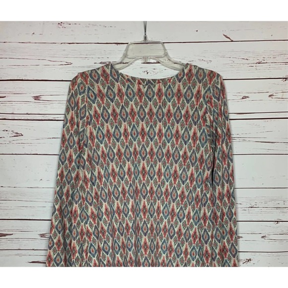 J.Jill Women's S Small Cream Blue Boho Long Sleeve Luxe Supima Tunic Top Shirt - Picture 2 of 12